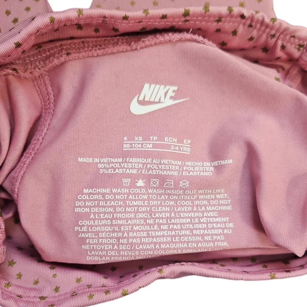 Nike Girls Leggings Pink Gold Size XS 3-4